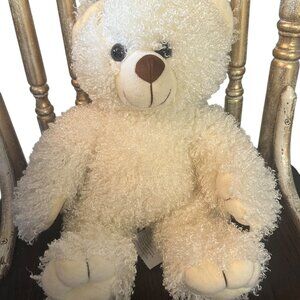 Noahs Ark Animal Workshop White Curly Teddy Bear Plush 12" Stuffed Animal Soft